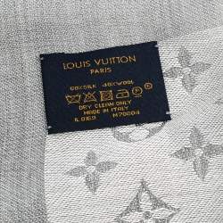 Pre Owned Louis Vuitton Pearl Grey Monogram Denim Shawl