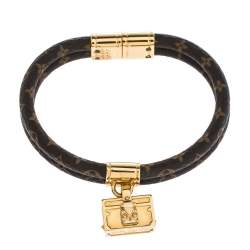 Pre Owned Louis Vuitton Petite Malle Monogram Canvas Gold Tone Bracelet