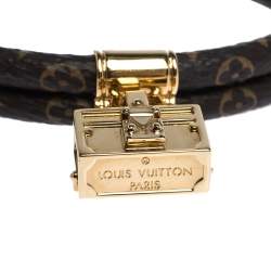 Pre Owned Louis Vuitton Petite Malle Monogram Canvas Gold Tone Bracelet