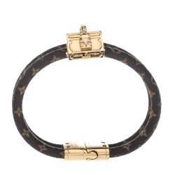Pre Owned Louis Vuitton Petite Malle Monogram Canvas Gold Tone Bracelet