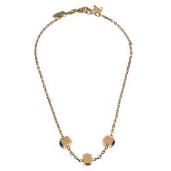 مملوكة مسبقًا Louis Vuitton Gamble Multicolor Crystal Gold Tone Necklace