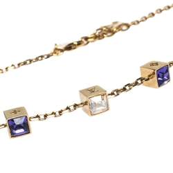 مملوكة مسبقًا Louis Vuitton Gamble Multicolor Crystal Gold Tone Necklace