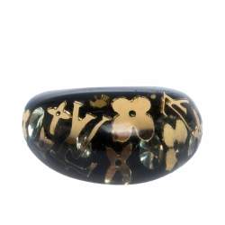 Louis Vuitton Black Resin Gold Tone Monogram Inclusion Ring Size 56 Louis  Vuitton