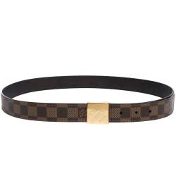 Pre Owned Louis Vuitton Damier Ebene Canvas Logo Buckle Belt 100CM