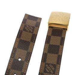 Pre Owned Louis Vuitton Damier Ebene Canvas Logo Buckle Belt 100CM