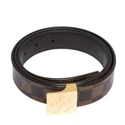 Pre Owned Louis Vuitton Damier Ebene Canvas Logo Buckle Belt 100CM