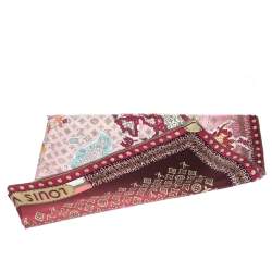 Pre Owned Louis Vuitton Burgundy Ombre Monogram Map Silk Square Scarf