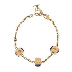 مملوكة مسبقًا Louis Vuitton Gamble Crystal Gold Tone Bracelet 