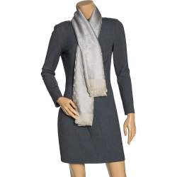 Pre Owned Louis Vuitton Gold and Grey Monogram Shine Shawl