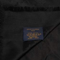 Pre Owned Louis Vuitton Black Monogram Silk and Wool Shawl