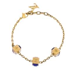 مملوكة مسبقًا Louis Vuitton Gamble Crystal Gold Tone Bracelet 