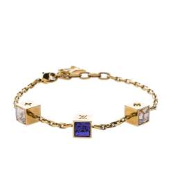 مملوكة مسبقًا Louis Vuitton Gamble Crystal Gold Tone Bracelet 