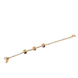 Pre Owned Louis Vuitton Gamble Crystal Gold Tone Bracelet 19 cm