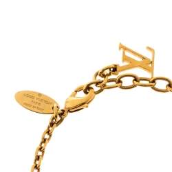Pre Owned Louis Vuitton Gamble Crystal Gold Tone Bracelet 19 cm