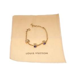 Pre Owned Louis Vuitton Gamble Crystal Gold Tone Bracelet