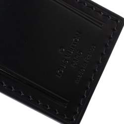 Pre Owned Louis Vuitton Black Leather Luggage Name Tag