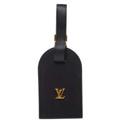 Louis Vuitton Name Tag w/ SA Initials Black Leather Authentic