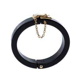 Pre Owned Louis Vuitton Black Gold Tone Lock Me Bracelet and Ring Set