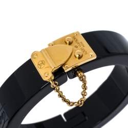 Pre Owned Louis Vuitton Black Gold Tone Lock Me Bracelet and Ring Set