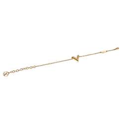 Louis Vuitton Goldtone Metal Essential V Cuff Bracelet - Yoogi's Closet