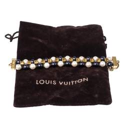 Pre Owned سوار لوي فيتون كراي مي أريفر كريستال ولؤلؤ صناعي لون ذهبي