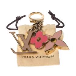 مملوكة مسبقًا Louis Vuitton Fleur de Monogram Multi Color Enamel Gold Tone Bag Charm & Key Holder