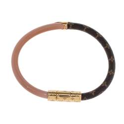 Pre Owned سوار لوي فيتون "دايلي كونفيدينشيال معدن ذهبي اللون و جلد و كانفاس مونوغرامي 