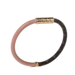 Louis Vuitton Daily Confidential Canvas Leather Gold Tone Metal Bracelet