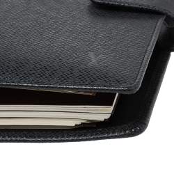 مملوكة مسبقًا Louis Vuitton Black Leather Medium Ring Agenda Cover 