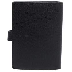 مملوكة مسبقًا Louis Vuitton Black Leather Medium Ring Agenda Cover 