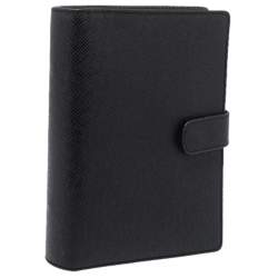 مملوكة مسبقًا Louis Vuitton Black Leather Medium Ring Agenda Cover 