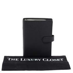 مملوكة مسبقًا Louis Vuitton Black Leather Medium Ring Agenda Cover 