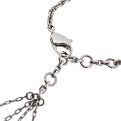 Pre Owned Louis Vuitton Vintage Bead Inclusion Resin Silver Tone Station Necklace