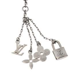 Pre Owned Louis Vuitton Vintage Bead Inclusion Resin Silver Tone Station Necklace