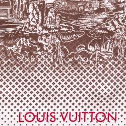 مملوكة مسبقًا وشاح لوي فيتون مربع حرير مطبوع وردي و بني 