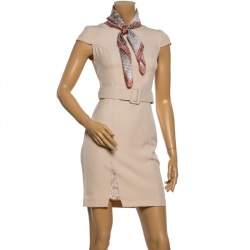 مملوكة مسبقًا وشاح لوي فيتون مربع حرير مطبوع وردي و بني 