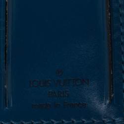 Pre Owned Louis Vuitton Blue Leather Luggage Name Tag & Strap Holder
