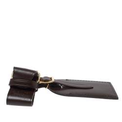 Louis Vuitton Brown Leather Luggage Name Tag & Strap Holder Louis