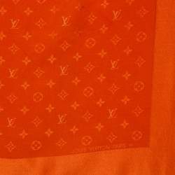 Pre Owned Louis Vuitton Orange Monogram Silk Shawl