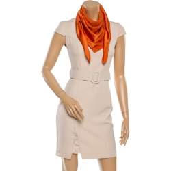 Pre Owned Louis Vuitton Orange Monogram Silk Shawl