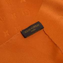 Pre Owned Louis Vuitton Orange Monogram Silk Shawl