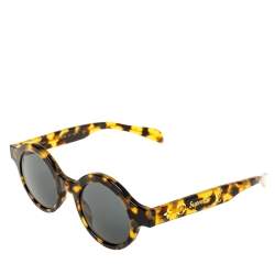Pre Owned Louis Vuitton x Supreme Brown Tortoise Downtown Round Sunglasses