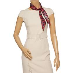 مملوكة مسبقًا وشاح لوي فيتون x ستيفن سبروس حرير مطبوع نقشة الفهد أحمر