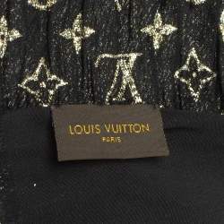 مملوكة مسبقًا Louis Vuitton Black Logo Monogram Lurex Silk So Glitter Stole