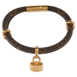 Pre Owned Louis Vuitton Keep It Twice Monogram Canvas Padlock Charm Bracelet 