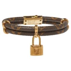 Pre Owned Louis Vuitton Keep It Twice Monogram Canvas Padlock Charm Bracelet 