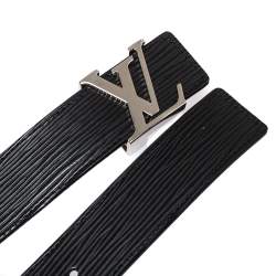 Pre Owned Louis Vuitton Black Epi Leather Initiales Belt Size 85CM