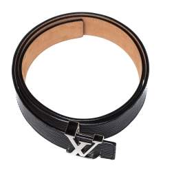 Pre Owned Louis Vuitton Black Epi Leather Initiales Belt Size 85CM