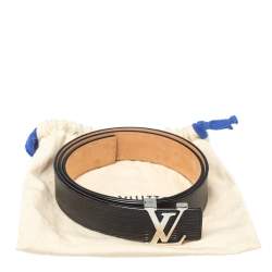 Pre Owned Louis Vuitton Black Epi Leather Initiales Belt Size 85CM