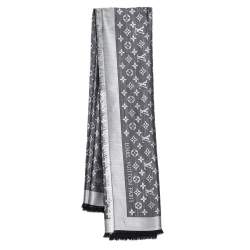 مملوكة مسبقًا Louis Vuitton Black Monogram Silk & Wool Denim Shawl